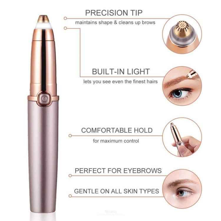 Rose gold electric eyebrow trimmer with precision tip grooming head