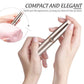 Rose gold electric eyebrow trimmer with pen-like body and protective cap