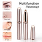Rose gold electric eyebrow trimmer set with main unit and spare attachment