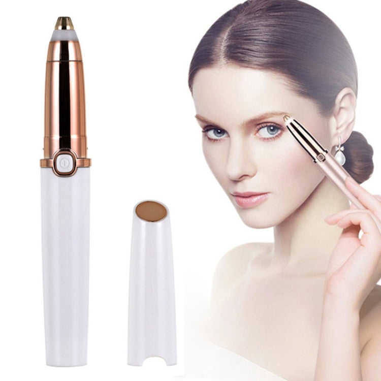 Pearl white electric eyebrow trimmer with push button and protective cap