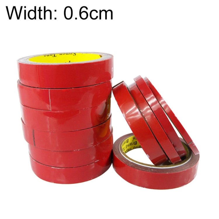 Double-sided acrylic foam tape roll, red, 0.6 cm width