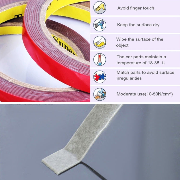Red double-sided acrylic foam tape roll and cut strip