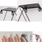 Black hexagonal wall shelf corner with hanging hooks on the top rim