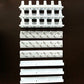 White adhesive jewelry hook rails with metal pegs, stacked wall mount set