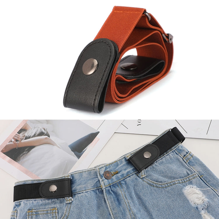 Wink Red elastic PU waistband with black leather snap-tab buckle-free end