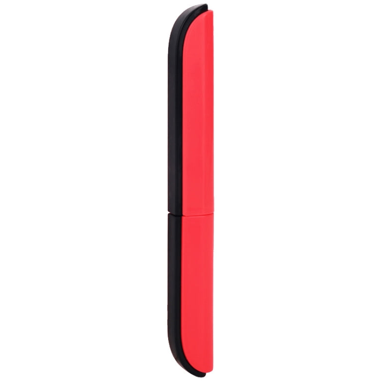 Red and black folding safety mini scissors with curved protective guard