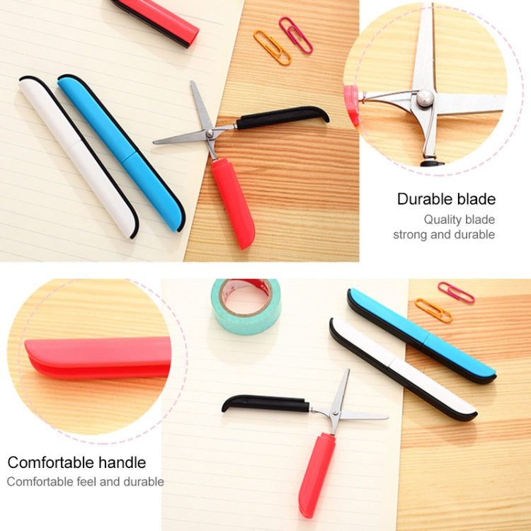 Colorful folding mini scissors set with red and blue handles and black guards