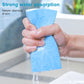 Blue square bath sponge with water dripping, embossed animal and love pattern