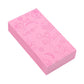 Pink square bath sponge with embossed animal and love icons