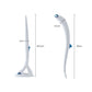 Disposable toilet brush, white handle with blue scrubbing head, height-marked