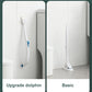 Disposable toilet brush shown in two styles: long handle with blue scrubbing head