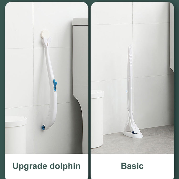 Disposable toilet brush shown in two styles: long handle with blue scrubbing head
