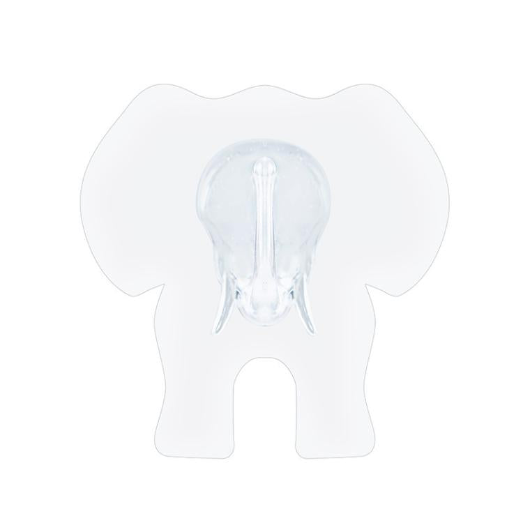 Transparent elephant-shaped waterproof wall hook, raised loop for hanging