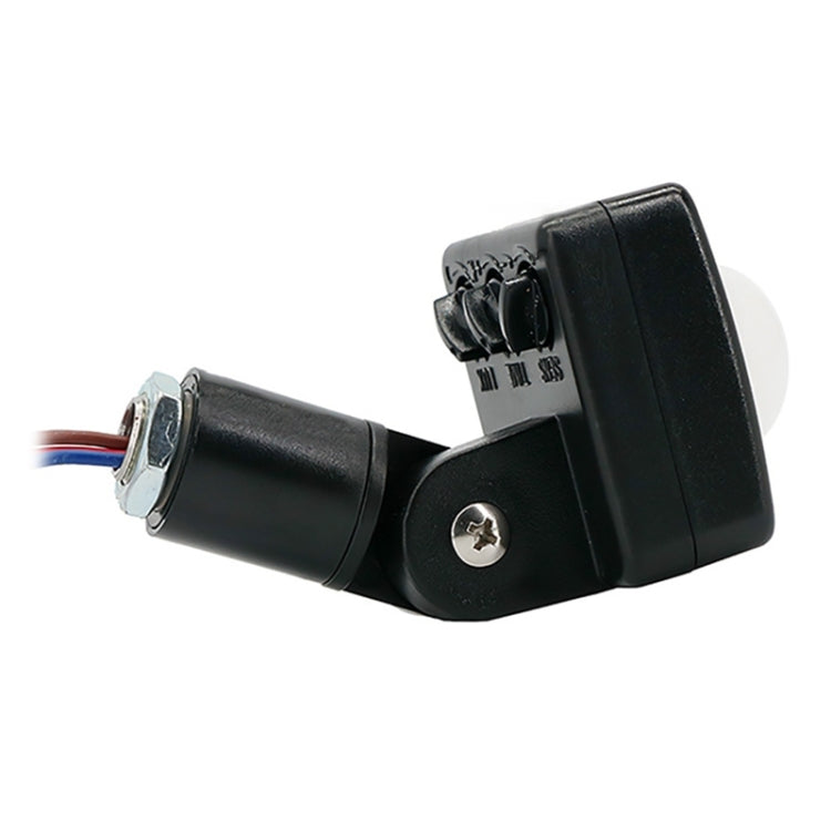 Black PIR infrared motion sensor wall spotlight switch with mounting screw and wiring