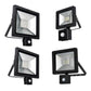 Black PIR motion sensor wall spotlights set with LED panels and wall mount