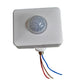White PIR infrared motion sensor wall spotlight switch with round detector lens and wires
