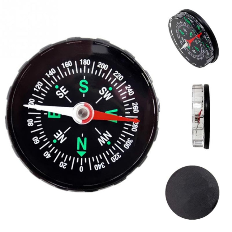 Mini compass with extra strap clip and spare back cover, black round design