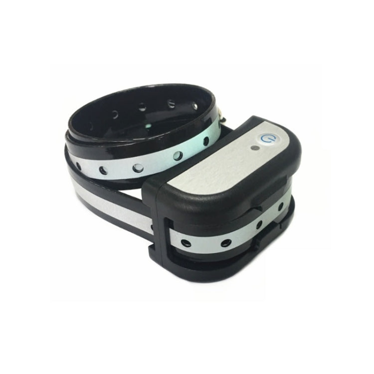 Black electronic dog receiver collar with padded receiver unit and metal prongs