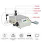 Liquid filling pump machine diagram with feed pipe, control panel, and outlet