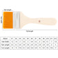 Paint brush size chart showing flat brush length and bristle width