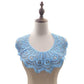 Sky blue lace embroidered fake collar with scalloped neckline border and cutwork