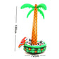 Inflatable palm tree-shaped ice bucket with green ring, brown trunk, and parrot