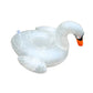 Inflatable white swan-shaped floating cup holder with light feather pattern
