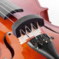 Black silicone violin mute installed on the bridge and strings