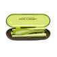 Green mini folding dinnerware set in compact case, 3-piece portable cutlery set.
