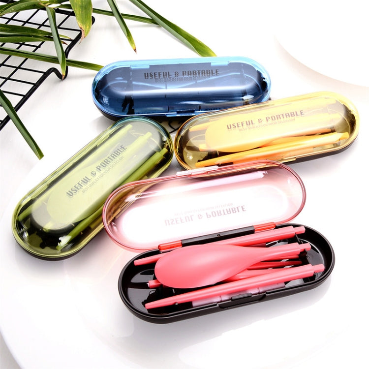 Assorted color portable 3-piece folding cutlery sets with compact cases, dinner set.
