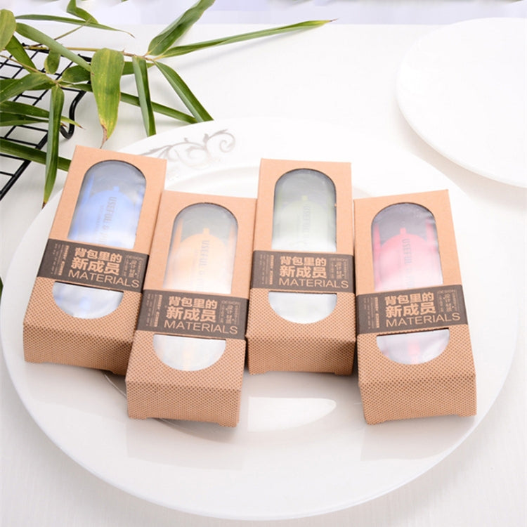 Mini outdoor travel utensil set in beige gift boxes with clear window