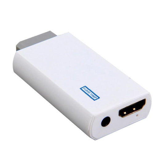 White HDMI converter adapter with HDMI output port and 3.5mm audio jack