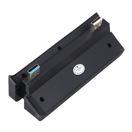 Black PS4 Slim USB hub adapter back side with mounting clips and USB connector