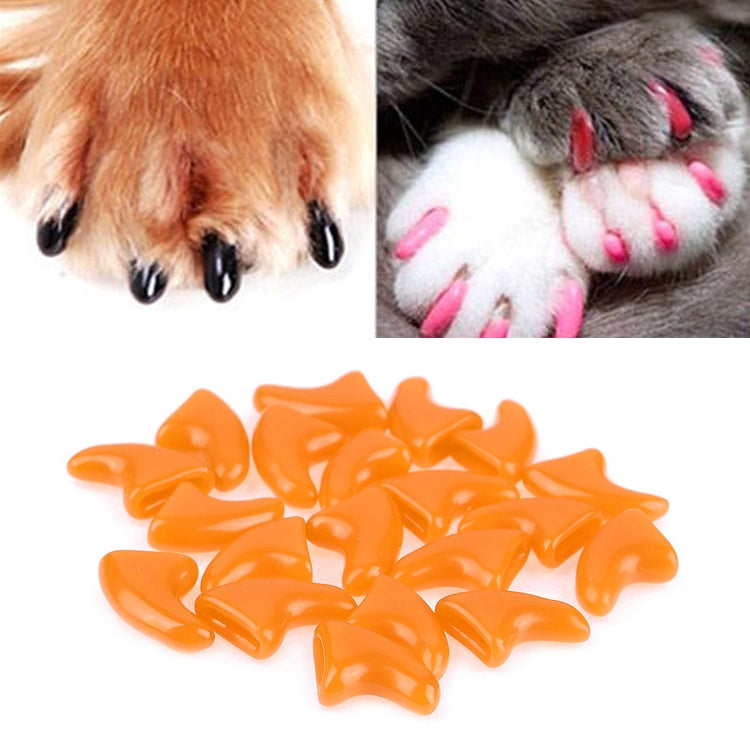 Silicone cat nail caps set, orange claw covers for pet paws