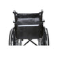 Black wheelchair storage bag mounted on chair with front reflective stripe