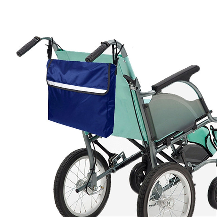 Blue wheelchair hanging storage bag with reflective stripe