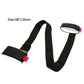 Black nylon fixed strap with gray pads, red tabs; size 38x120cm