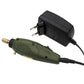 Green electric mini drill tool with attached power adapter cable