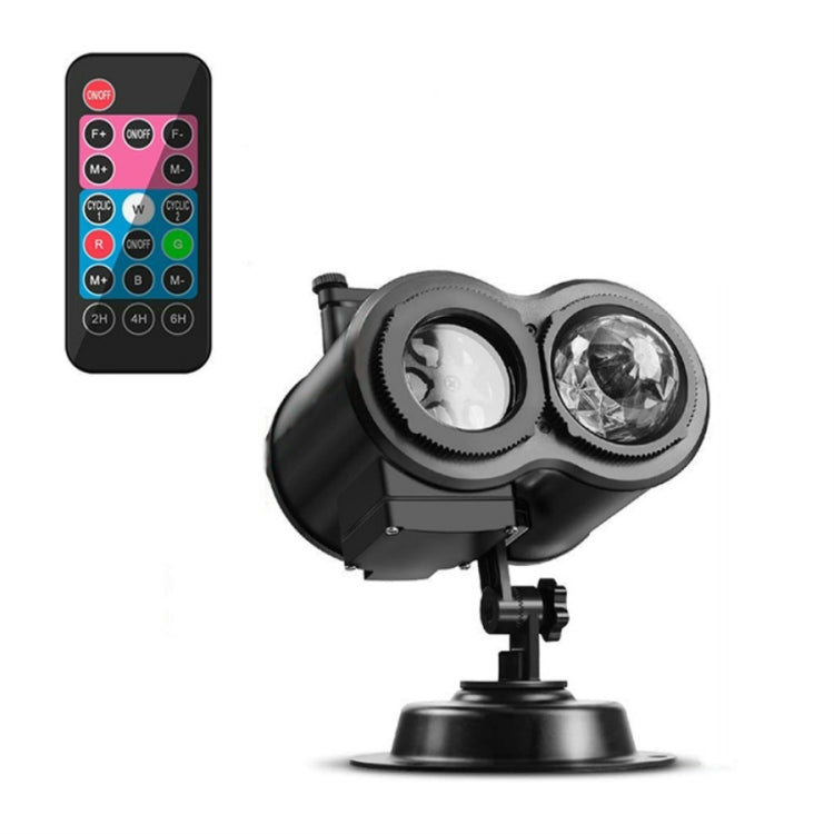Black dual-lens water-waves LED projector lamp with handheld remote control
