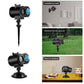 Black LED water-wave projector lamp shown mounted on wall, ground, and desktop