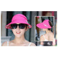Women's wide-brim sun hat, bright pink with white flower studs