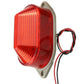 Red LED mini strobe warning light, side view with mounting base and wires
