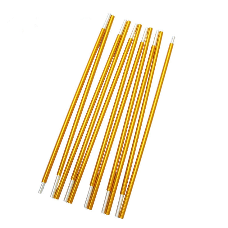 Aluminum tent support poles, yellow rods bundle with metal connector ends