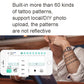White portable tattoo pattern inkjet pen near smartphone app on screen