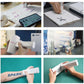 White inkjet pen printer creating designs on papers in a photo collage