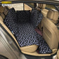 Black waterproof pet seat cover hammock with white paw print, shown in car