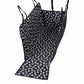Black pet car seat cover hammock with white paw print, center panel and straps