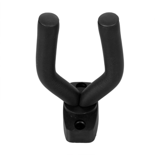 Black metal wall hook with U-shaped cradle and two padded arm supports