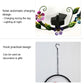 Hanging solar owl garden LED light with chain and black solar panel, floral details