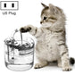 Transparent pet water fountain with circulating pump, gray cat, US plug